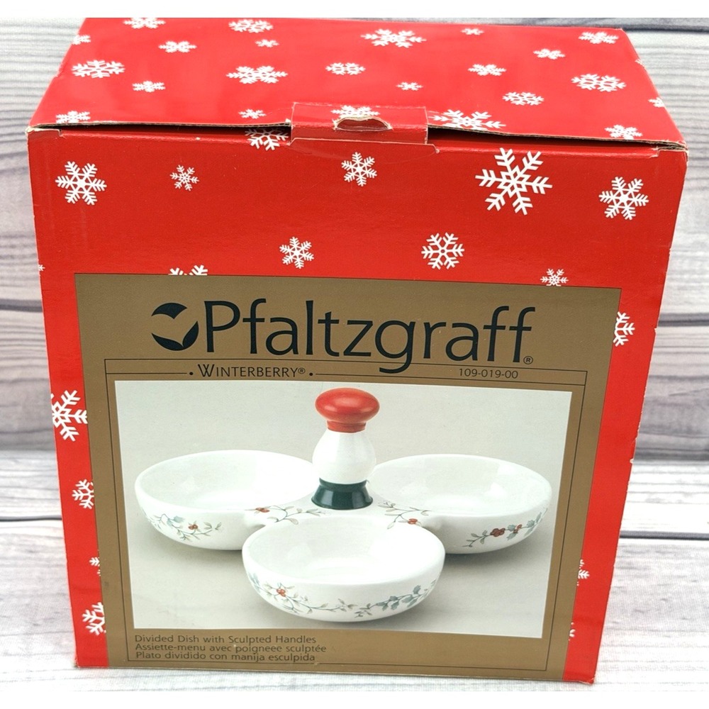 PFALTZGRAFF WINTERBERRY DIVIDED DISH WITH SCULPTED HANDLE - NEW IN BOX